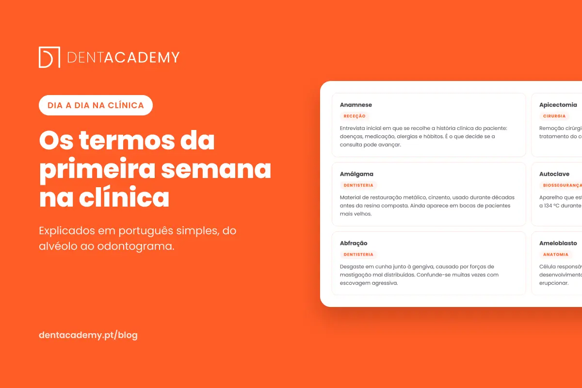 Capa do artigo sobre termos de medicina dentária, com fichas do glossário