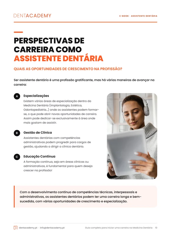 Página 10 do e-book assistente dentária: perspetivas de carreira e oportunidades de crescimento